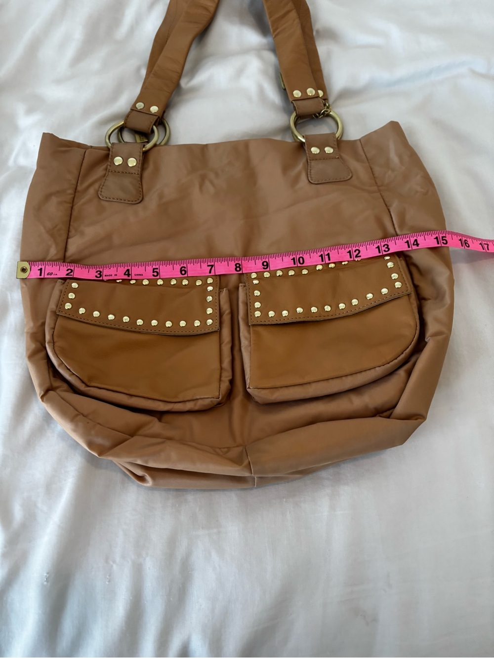 Kenneth Cole Tan Stud-Accent Tote Bag NWOT - Picture 11 of 15